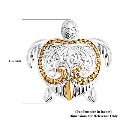 Bali Legacy 22K Vermeil Yellow Gold Over and Sterling Silver Turtle Pendant without Chain 6.20 Grams