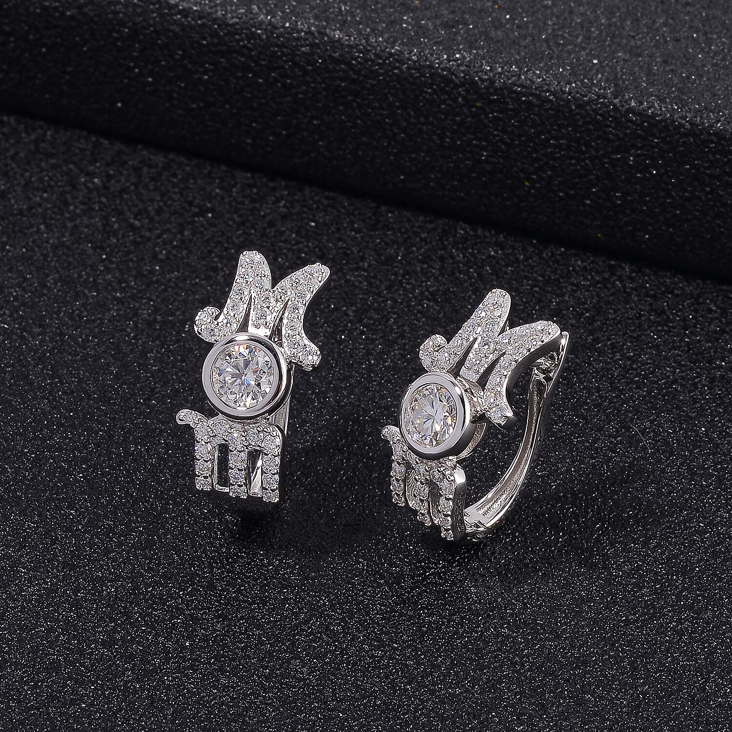 White Moissanite MOM Earrings in Rhodium Over Sterling Silver 1.40 ctw