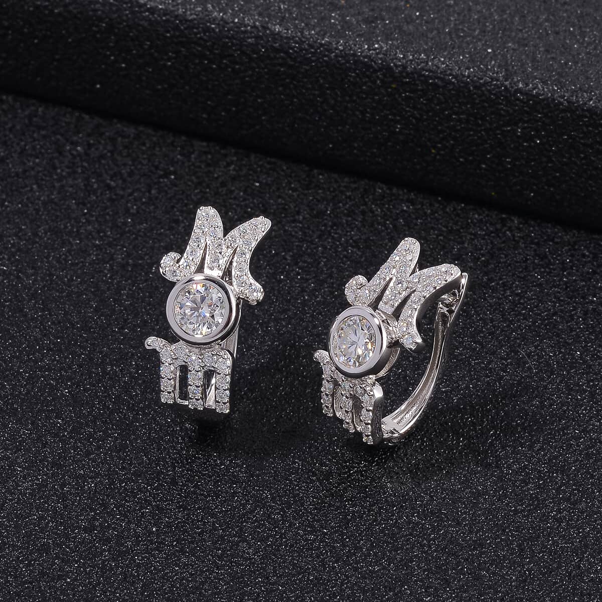 White Moissanite MOM Earrings in Rhodium Over Sterling Silver 1.40 ctw image number 1