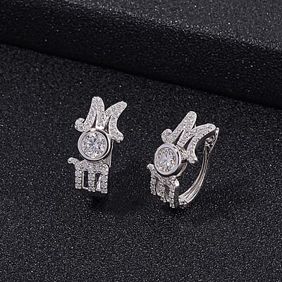 White Moissanite MOM Earrings in Rhodium Over Sterling Silver 1.40 ctw