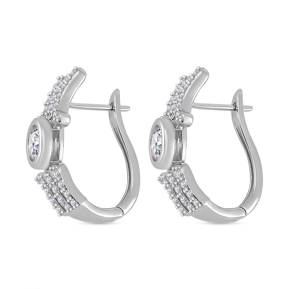 White Moissanite MOM Earrings in Rhodium Over Sterling Silver 1.40 ctw image number 3