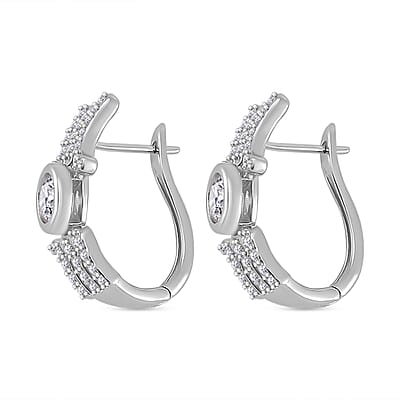 White Moissanite MOM Earrings in Rhodium Over Sterling Silver 1.40 ctw