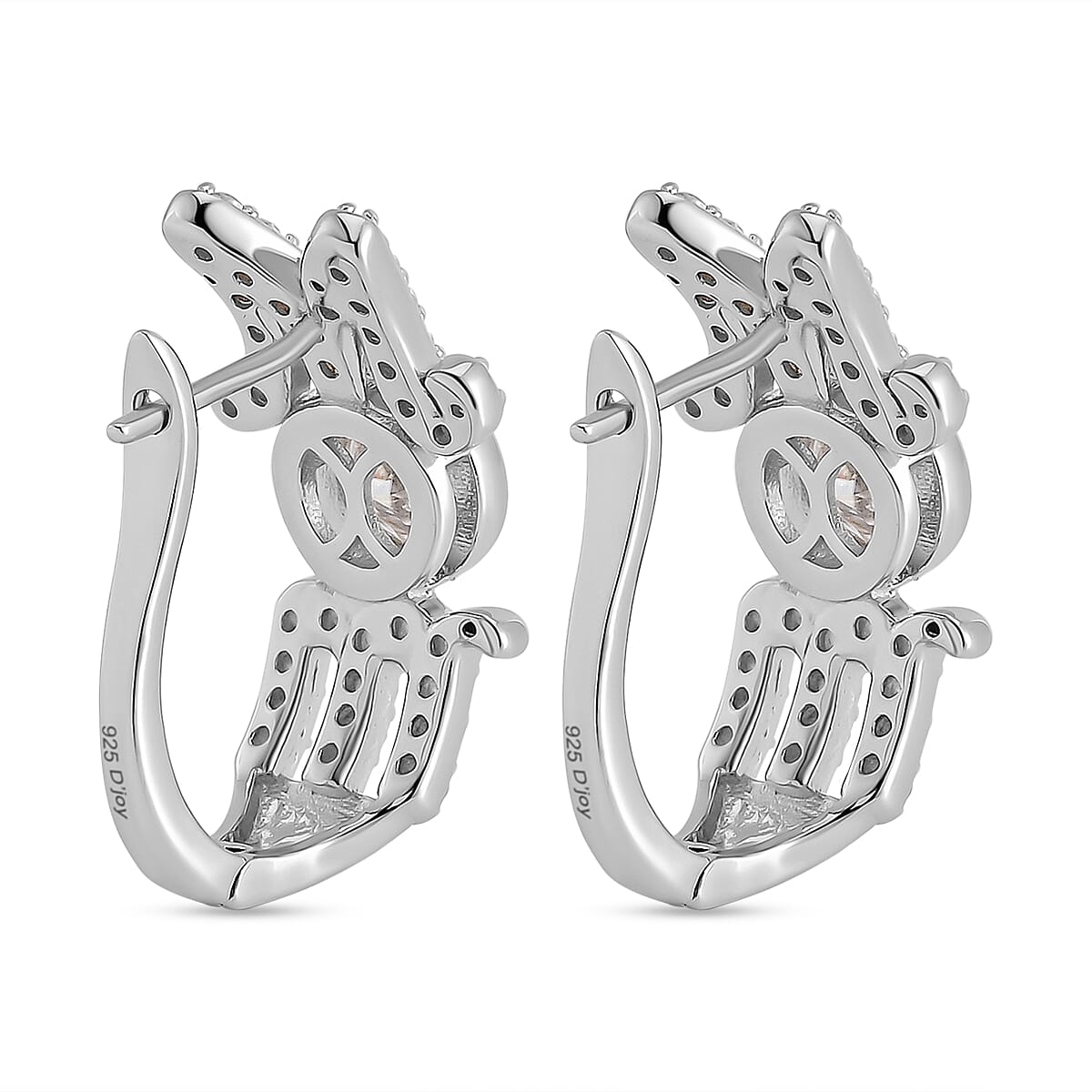 White Moissanite MOM Earrings in Rhodium Over Sterling Silver 1.40 ctw