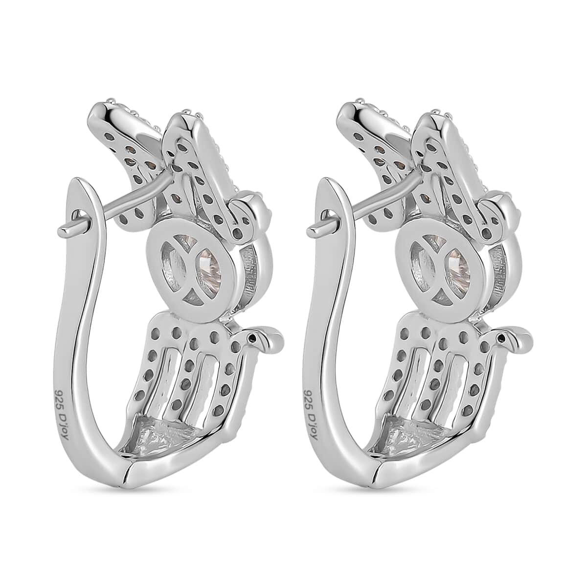White Moissanite MOM Earrings in Rhodium Over Sterling Silver 1.40 ctw image number 4