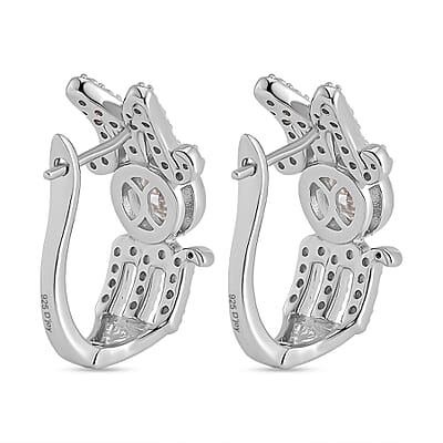 White Moissanite MOM Earrings in Rhodium Over Sterling Silver 1.40 ctw