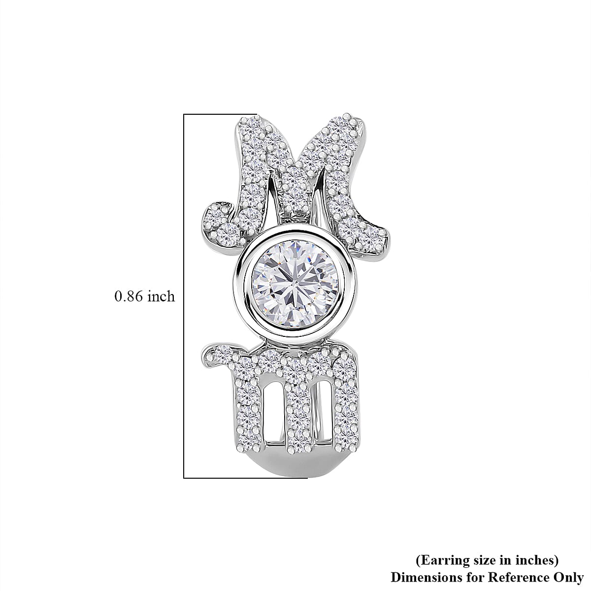 White Moissanite MOM Earrings in Rhodium Over Sterling Silver 1.40 ctw