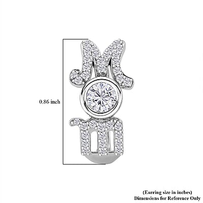 White Moissanite MOM Earrings in Rhodium Over Sterling Silver 1.40 ctw