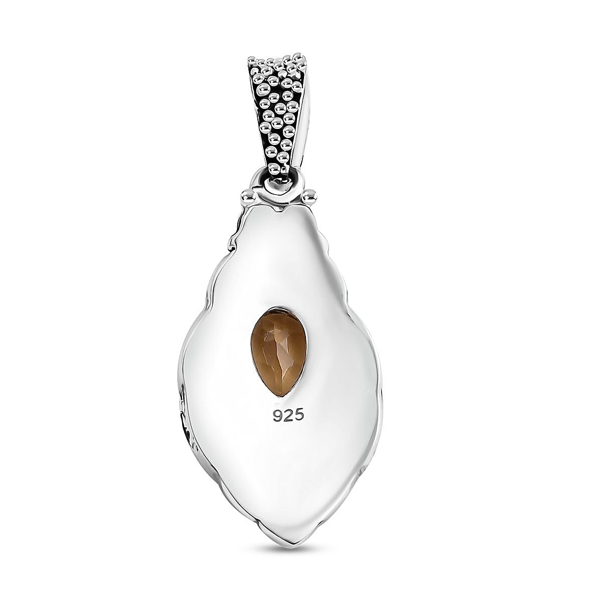 Bali Legacy Abalone Shell and Brazilian Citrine 1.35 ctw Pendant without Chain in Sterling Silver image number 4