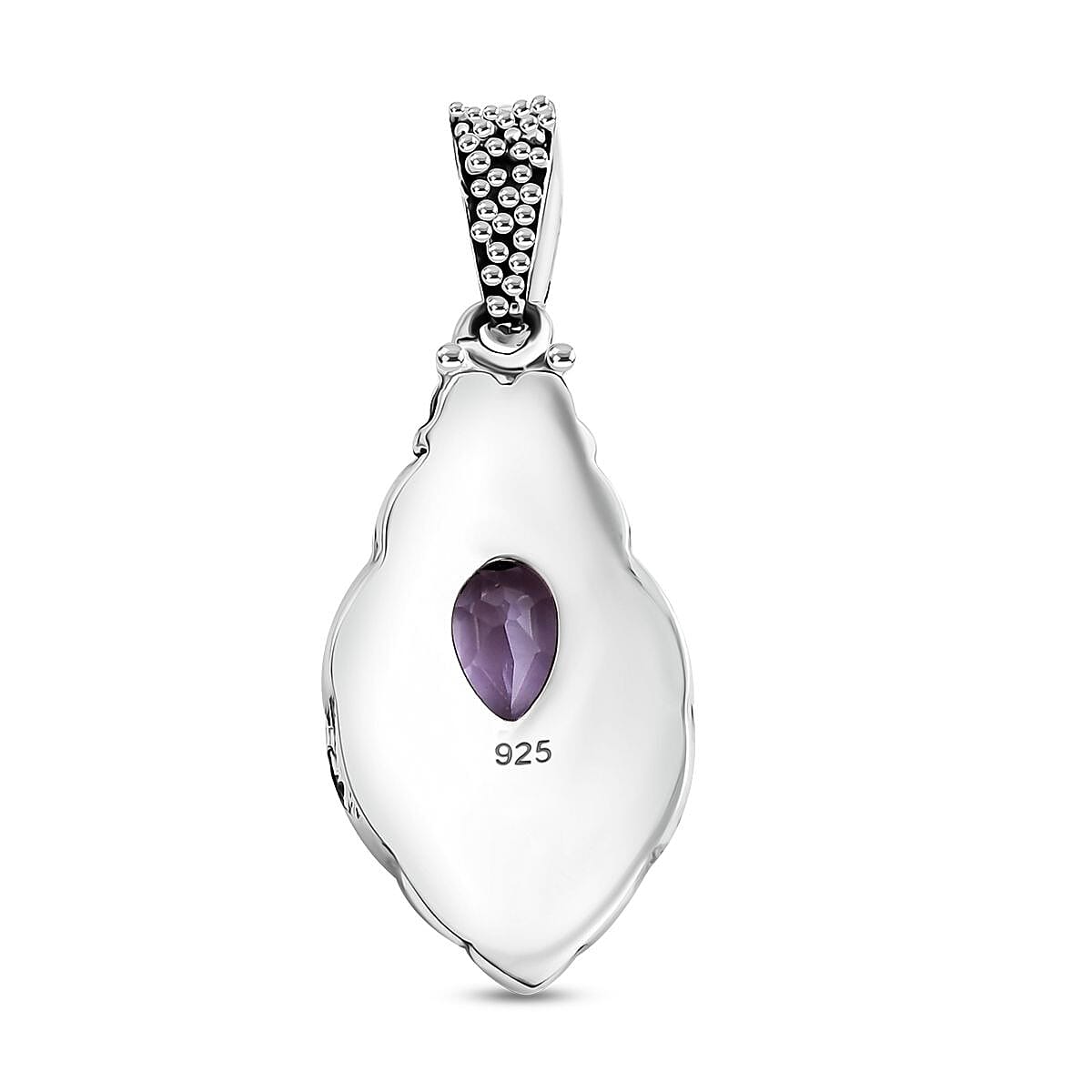 Bali Legacy Abalone Shell and Rose De France Amethyst 1.20 ctw Pendant without Chain in Sterling Silver image number 4