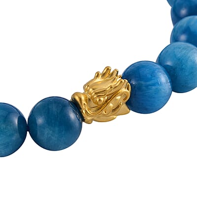 JCK Deal 24K Yellow Gold AAA Malgache Neon Apatite Beaded Dragon Stretch Bracelet 149.65 ctw