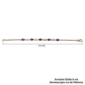 African Amethyst 4.50 ctw Fancy Bracelet in 14K Yellow Gold Over Sterling Silver (7.5 In) (5.93 g)