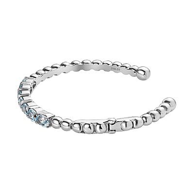 Sky Blue Topaz 6.30 ctw Bangle Bracelet in Stainless Steel (7.50 In)