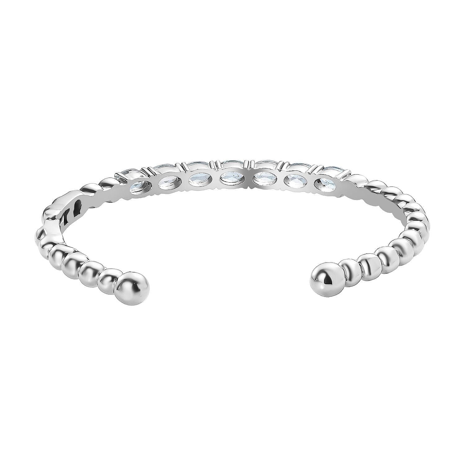 Sky Blue Topaz 6.30 ctw Bangle Bracelet in Stainless Steel (7.50 In)