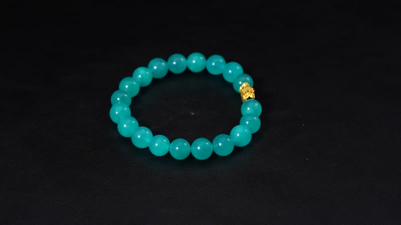 24K Yellow Gold AAA Amazonite Beaded Dragon Stretch Bracelet 113.30 ctw