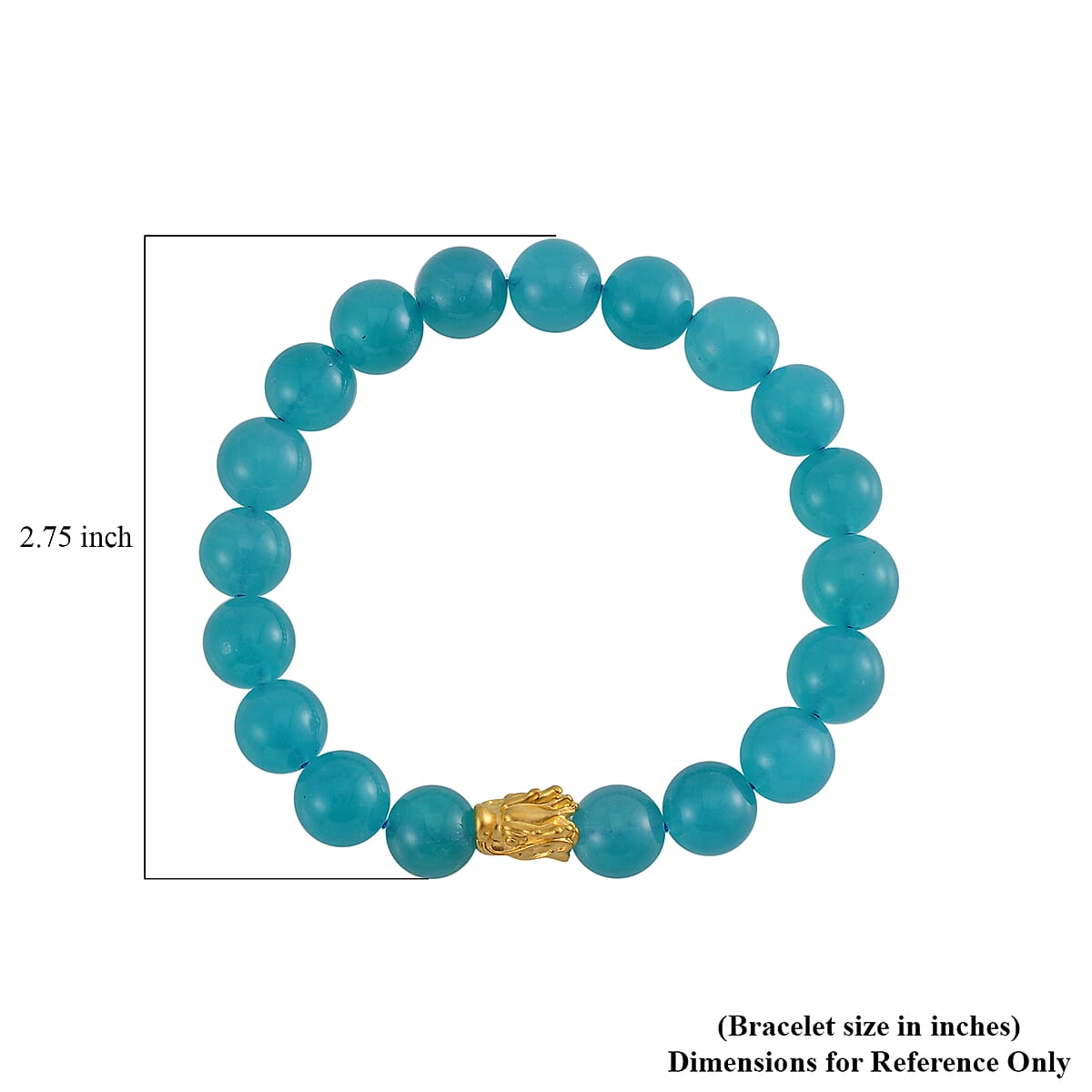 24K Yellow Gold AAA Amazonite Beaded Dragon Stretch Bracelet 113.30 ctw image number 4