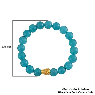 24K Yellow Gold AAA Amazonite Beaded Dragon Stretch Bracelet 113.30 ctw
