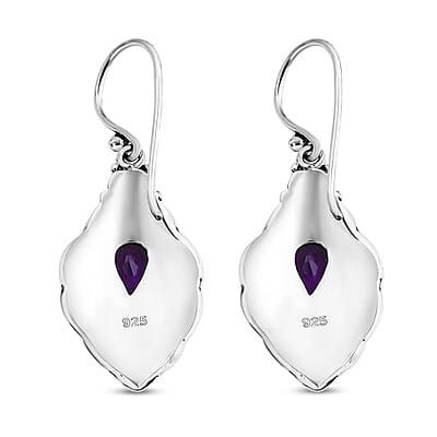 Bali Legacy Abalone Shell and African Amethyst 1.60 ctw Earrings in Sterling Silver