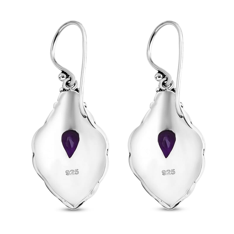 Bali Legacy Abalone Shell and African Amethyst 1.60 ctw Earrings in Sterling Silver