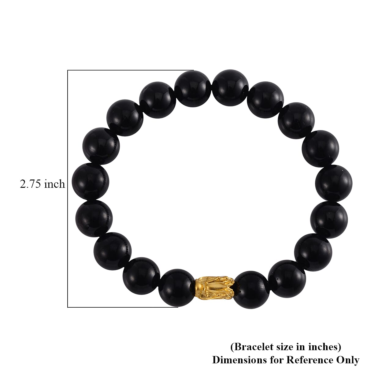 24K Yellow Gold AAA Black Tourmaline Beaded Dragon Stretch Bracelet 164.45 ctw image number 4