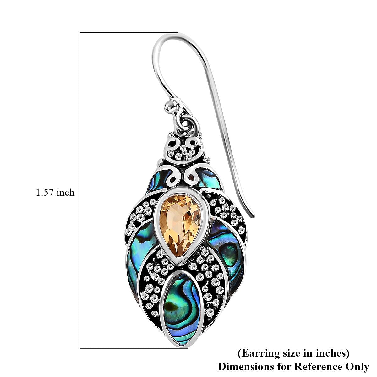 Bali Legacy Abalone Shell and Brazilian Citrine 1.60 ctw Earrings in Sterling Silver image number 4