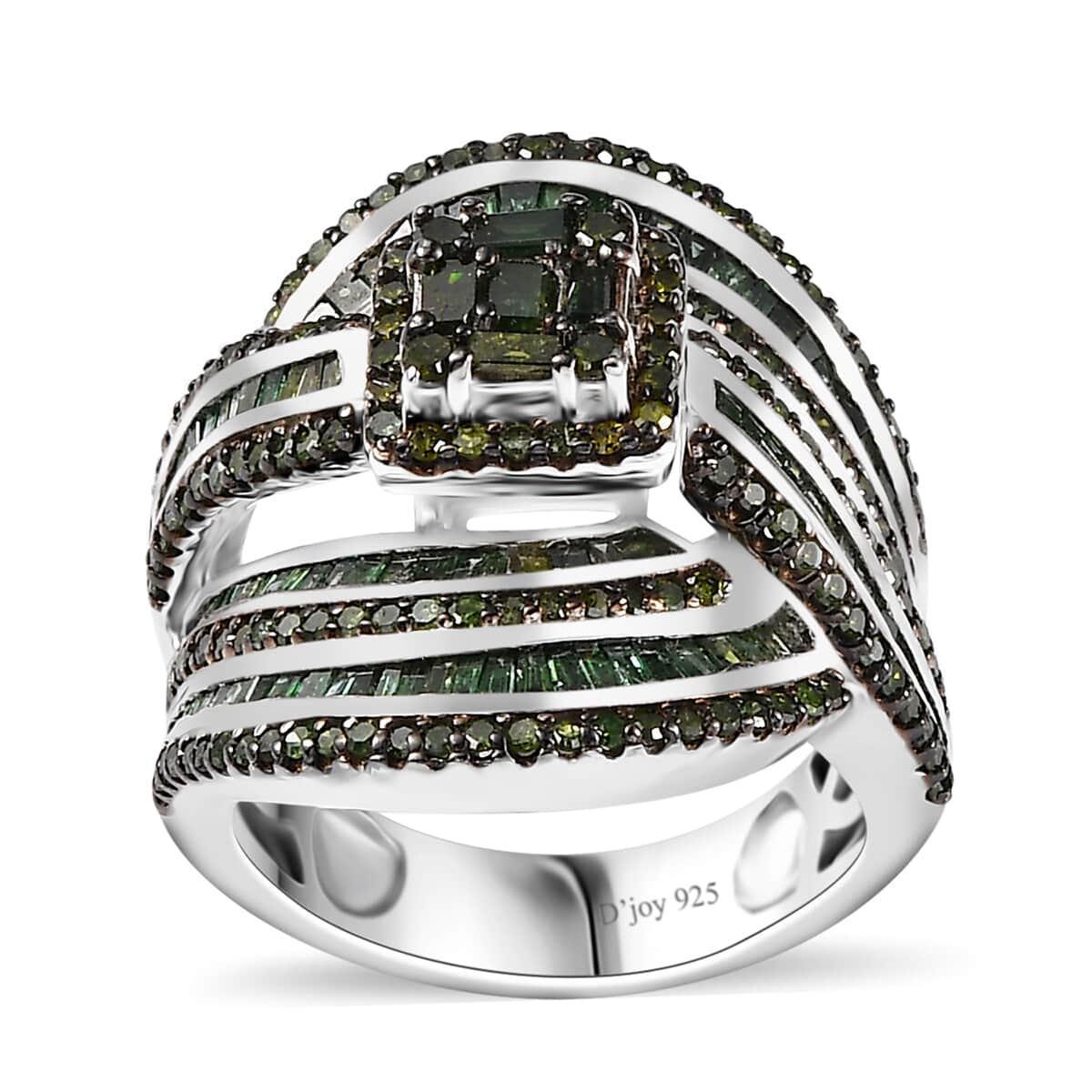 Green Diamond Ring in Platinum Over Sterling Silver (Size 10.0) 2.00 ctw image number 0