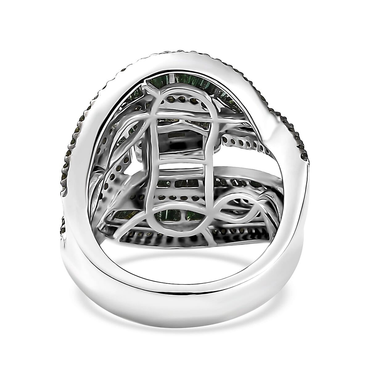 Green Diamond Ring in Platinum Over Sterling Silver (Size 9.0) 2.00 ctw image number 4