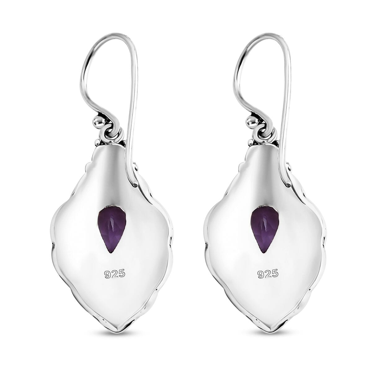 Bali Legacy Abalone Shell and Rose De France Amethyst 1.60 ctw Earrings in Sterling Silver image number 3