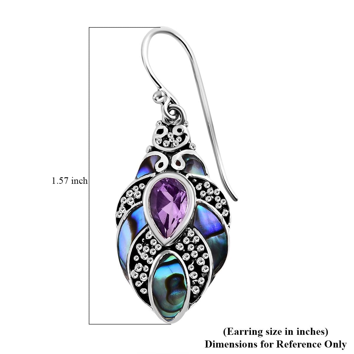 Bali Legacy Abalone Shell and Rose De France Amethyst 1.60 ctw Earrings in Sterling Silver image number 4