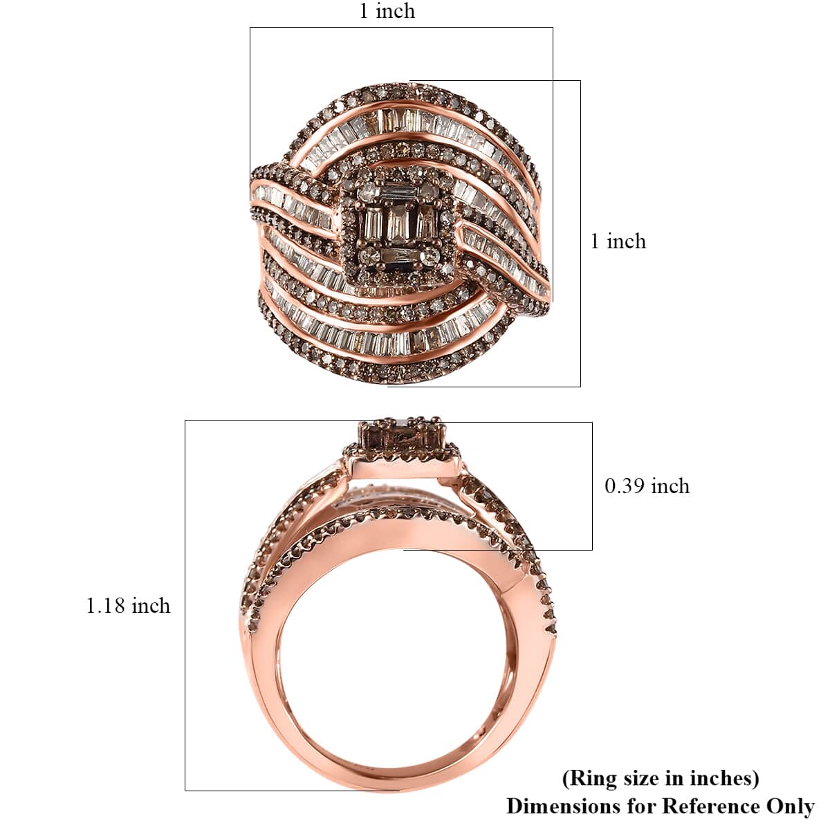 Natural Champagne Diamond Ring in Vermeil Rose Gold Over Sterling Silver (Size 10.0) 2.00 ctw image number 5