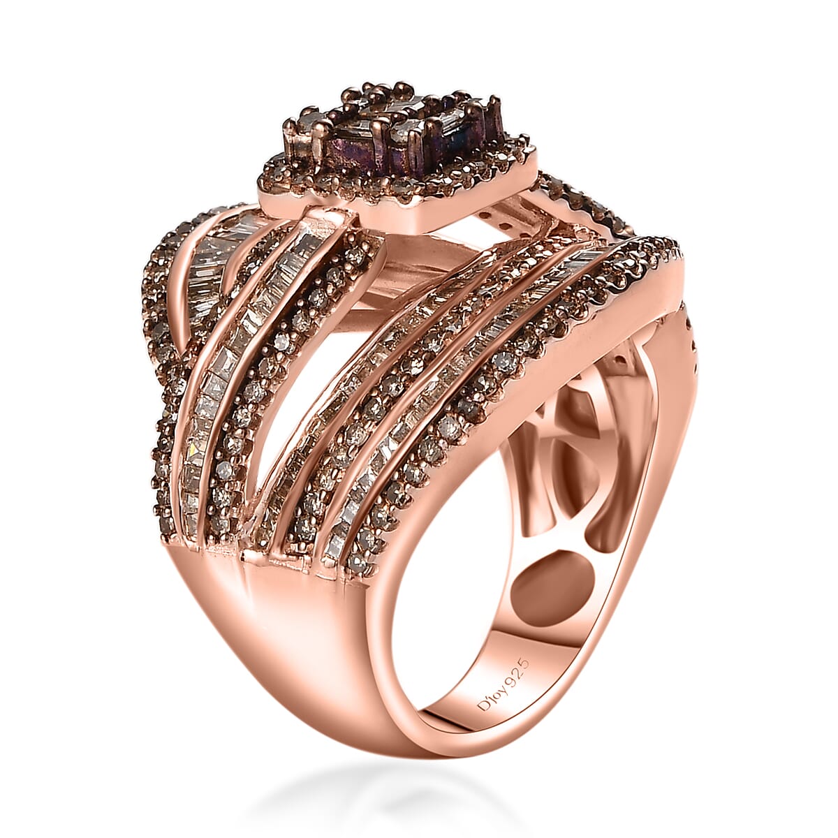 Natural Champagne Diamond Ring in Vermeil Rose Gold Over Sterling Silver (Size 7.0) 2.00 ctw image number 3
