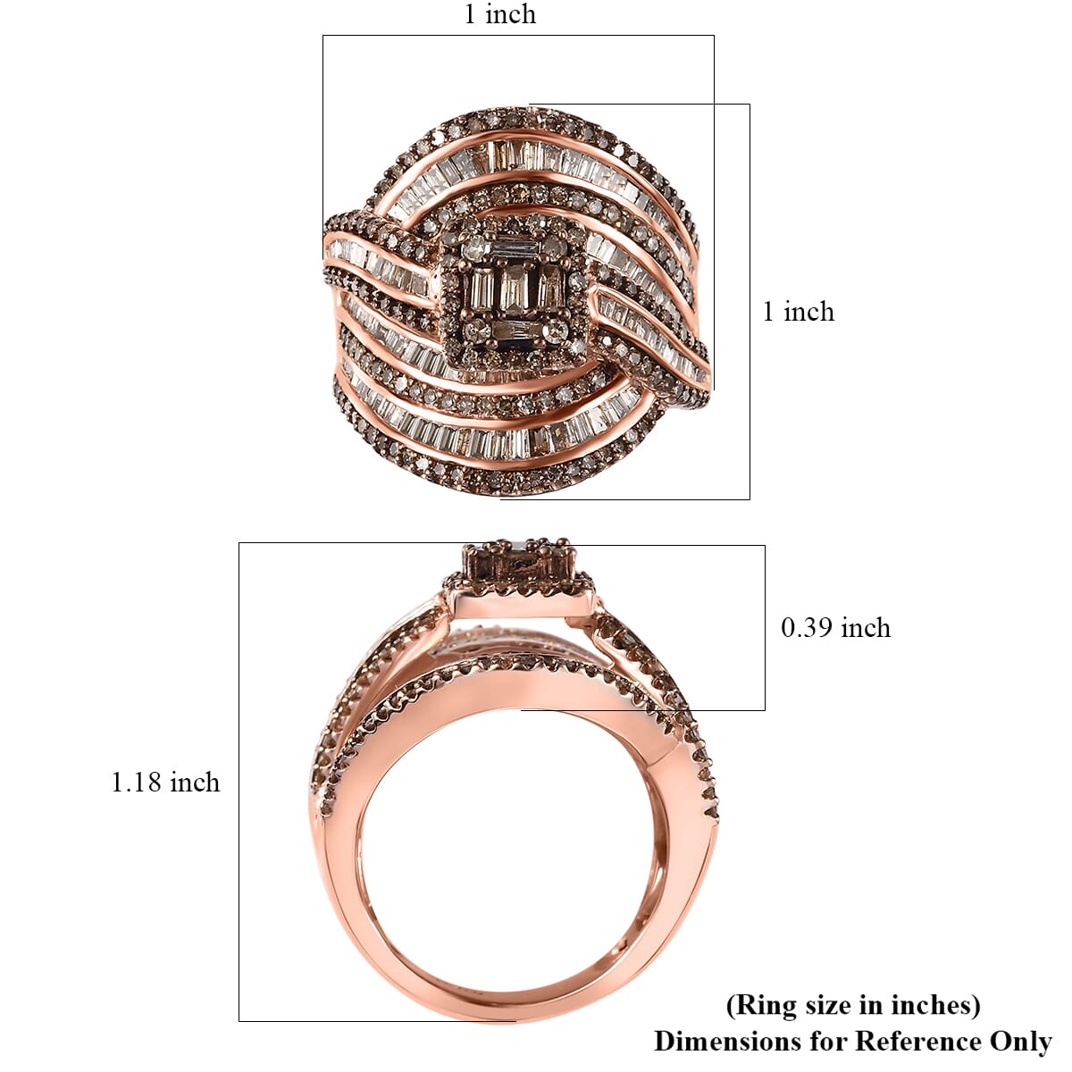 Natural Champagne Diamond Ring in Vermeil Rose Gold Over Sterling Silver (Size 7.0) 2.00 ctw image number 5
