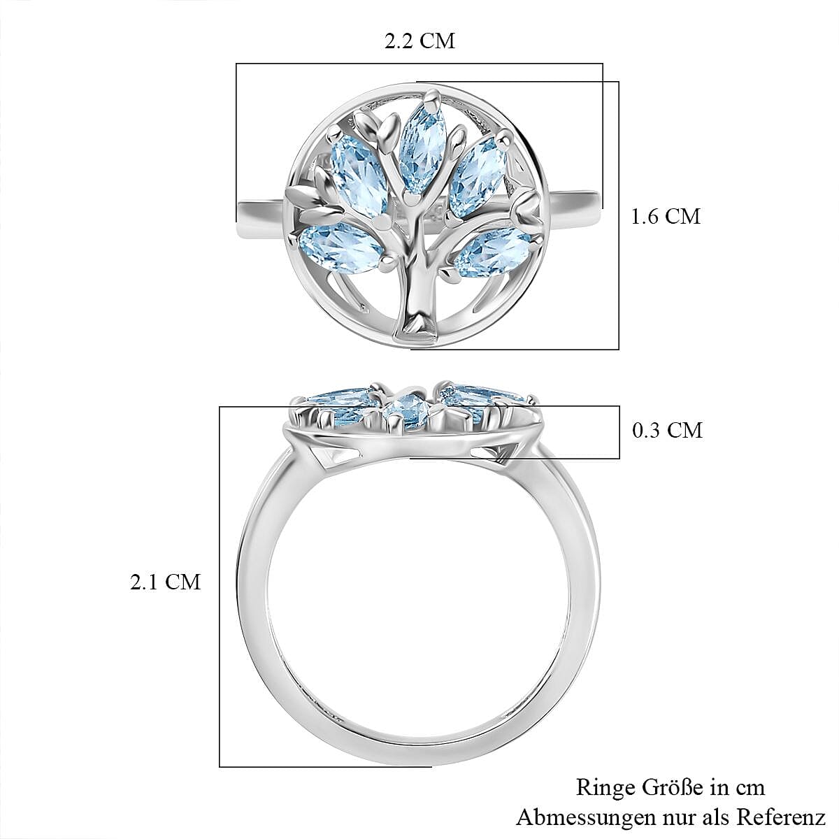 Sky Bue Topaz 1.00 ctw Cluster Ring in Platinum Over Sterling Silver (Size 8)