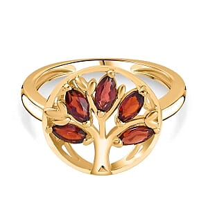 Red Garnet 0.95 ctw Cluster Ring in Vermeil Yellow Gold Over Sterling Silver (Size 8)