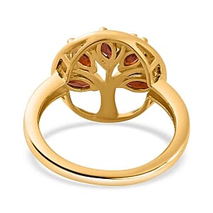 Red Garnet 0.95 ctw Cluster Ring in Vermeil Yellow Gold Over Sterling Silver (Size 8)