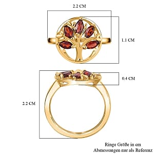 Red Garnet 0.95 ctw Cluster Ring in Vermeil Yellow Gold Over Sterling Silver (Size 8)