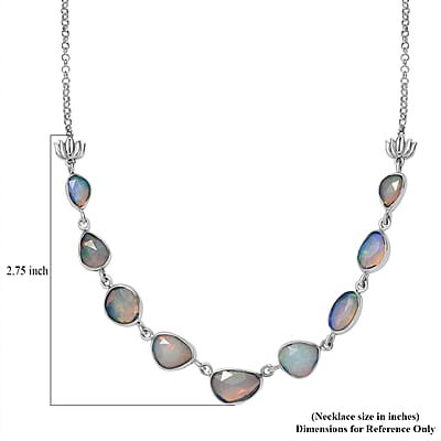 Indian Artistry Polki Ethiopian Welo Opal 8.10 ctw Rose Necklace in Sterling Silver 18 Inches