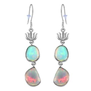 Indian Artistry Polki Ethiopian Welo Opal 3.00 ctw Rose Earrings in Sterling Silver