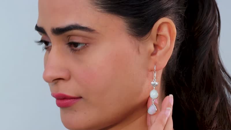 Indian Artistry Polki Ethiopian Welo Opal 3.00 ctw Rose Earrings in Sterling Silver