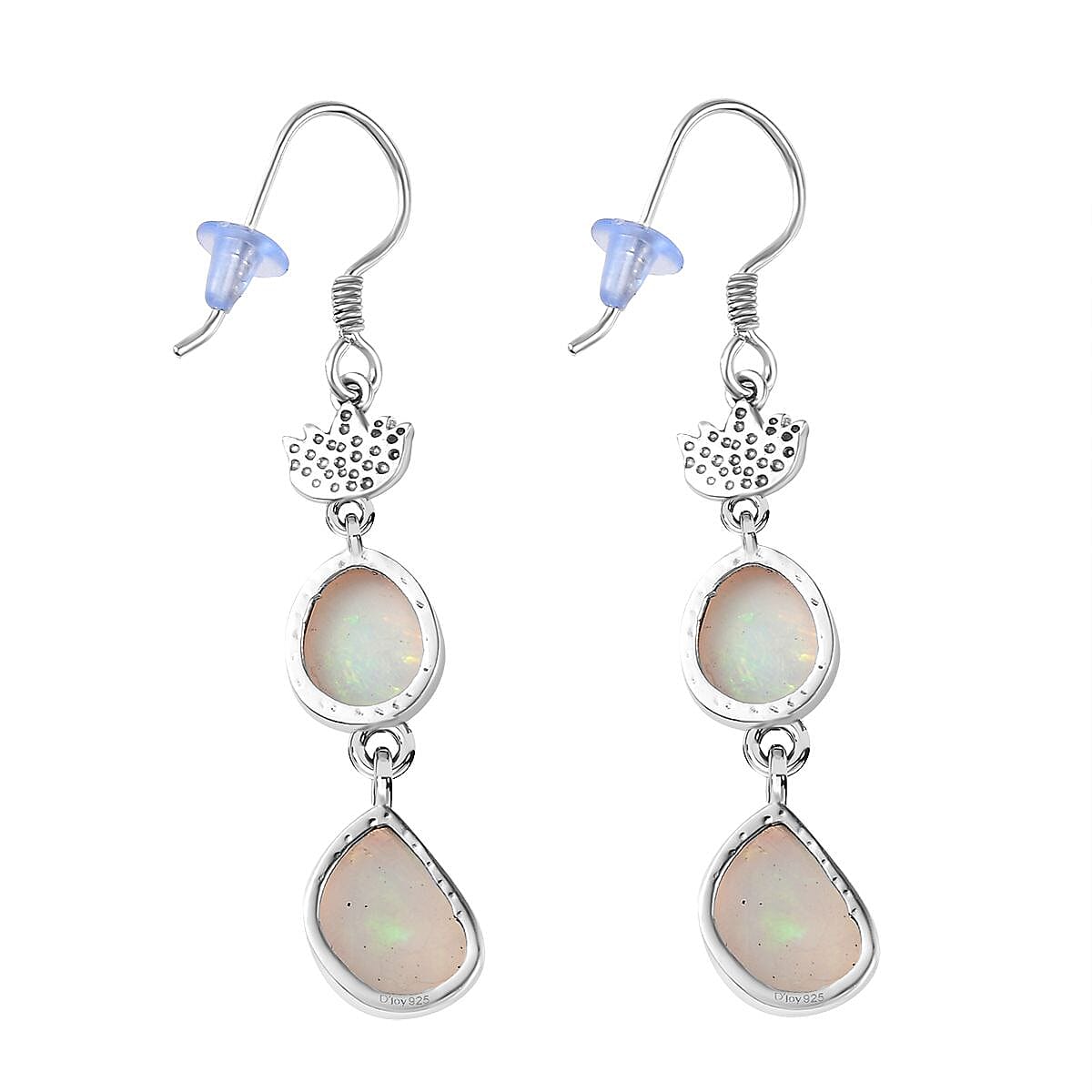 Indian Artistry Polki Ethiopian Welo Opal 3.00 ctw Rose Earrings in Sterling Silver