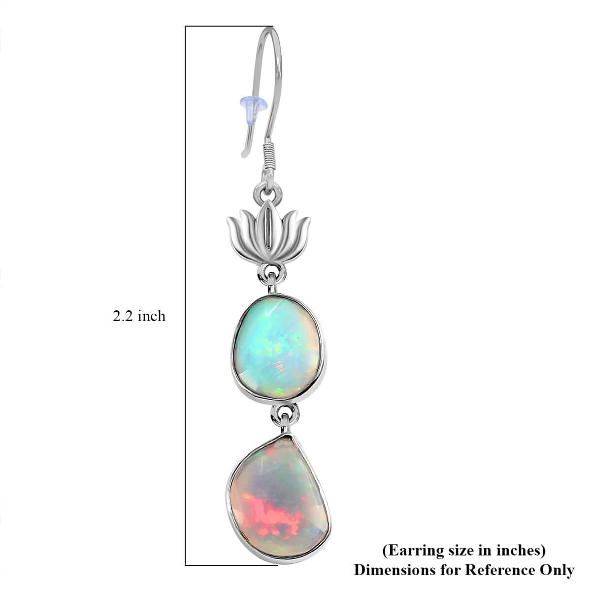 Indian Artistry Polki Ethiopian Welo Opal 3.00 ctw Rose Earrings in Sterling Silver image number 4