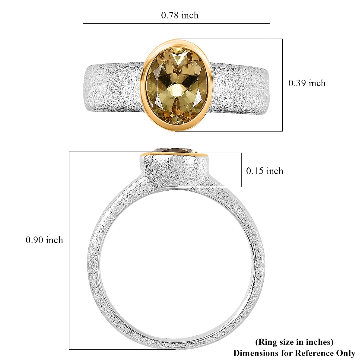 Brazilian Sunfire Beryl Sandblast Texture Solitaire Ring in Vermeil YG and Platinum Over Sterling Silver (Size 10.0) 1.10 ctw