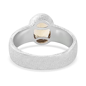 Brazilian Sunfire Beryl Sandblast Texture Solitaire Ring in Vermeil YG and Platinum Over Sterling Silver (Size 10.0) 1.10 ctw