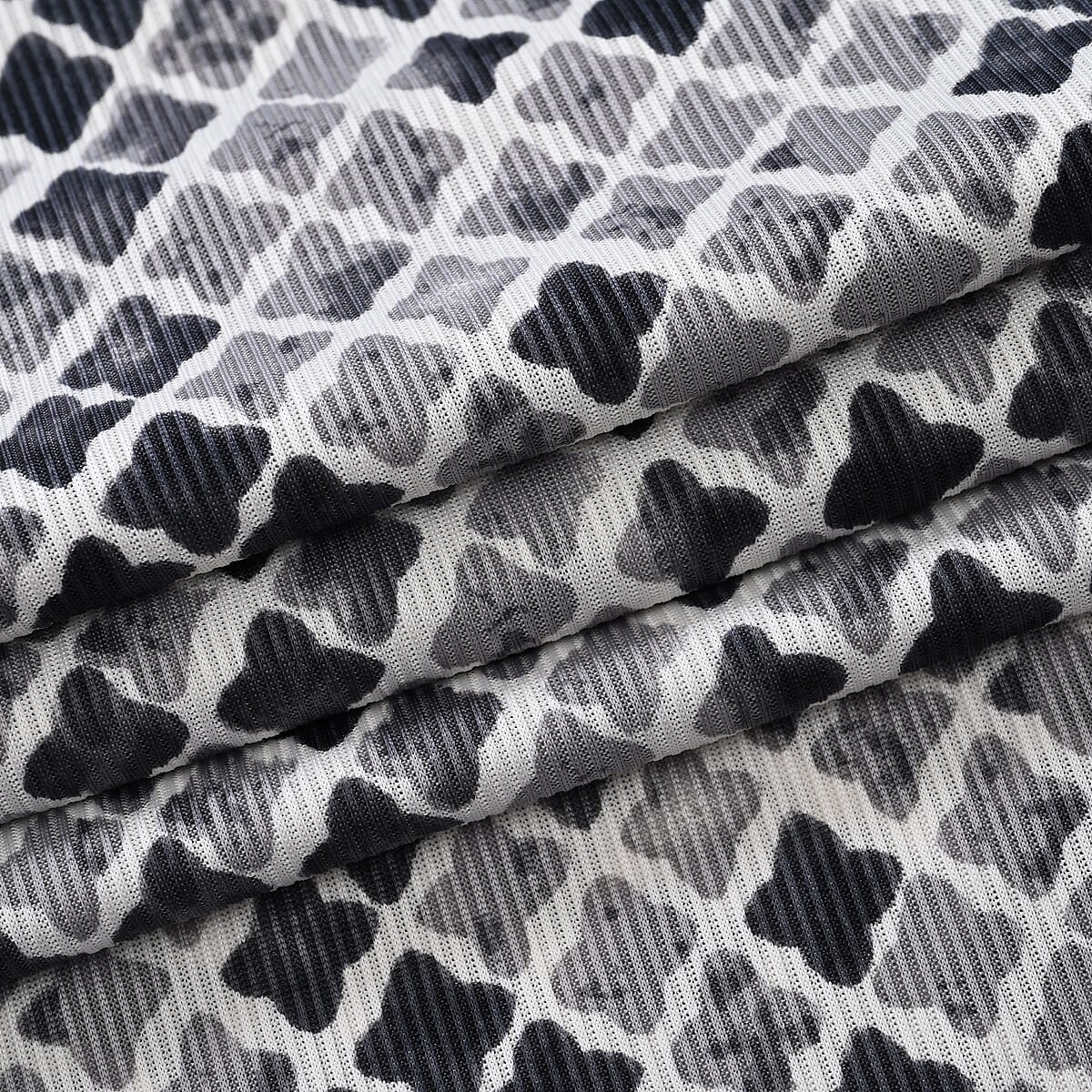 Set of 2 Beige and Geometric Rib Knit Stretch Lounge Pants - One Size Fits Most image number 8