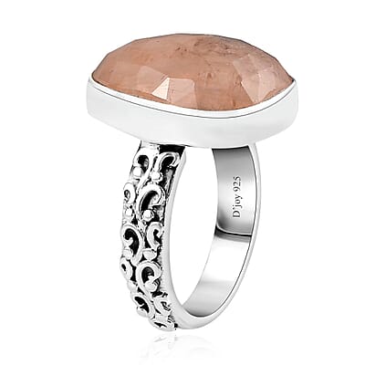 Indian Artistry Polki Marropino Morganite 11.10 ctw Ring in Sterling Silver (Size 10.0)