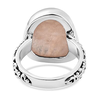 Indian Artistry Polki Marropino Morganite 11.10 ctw Ring in Sterling Silver (Size 10.0)