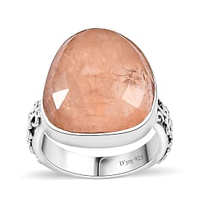 Indian Artistry Polki Marropino Morganite 11.10 ctw Ring in Sterling Silver (Size 7.0)