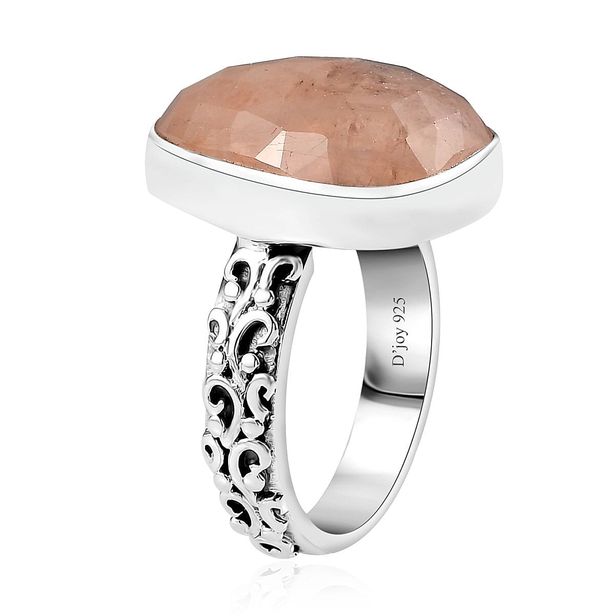 Indian Artistry Polki Marropino Morganite 11.10 ctw Ring in Sterling Silver (Size 7.0) image number 3