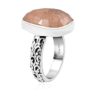 Indian Artistry Polki Marropino Morganite 11.10 ctw Ring in Sterling Silver (Size 7.0)