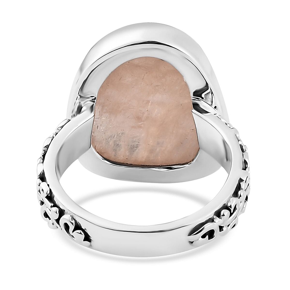Indian Artistry Polki Marropino Morganite 11.10 ctw Ring in Sterling Silver (Size 7.0) image number 4