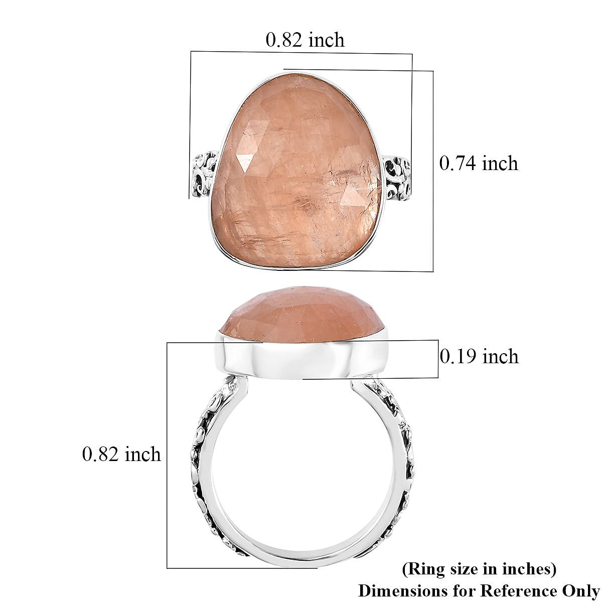Indian Artistry Polki Marropino Morganite 11.10 ctw Ring in Sterling Silver (Size 7.0) image number 5